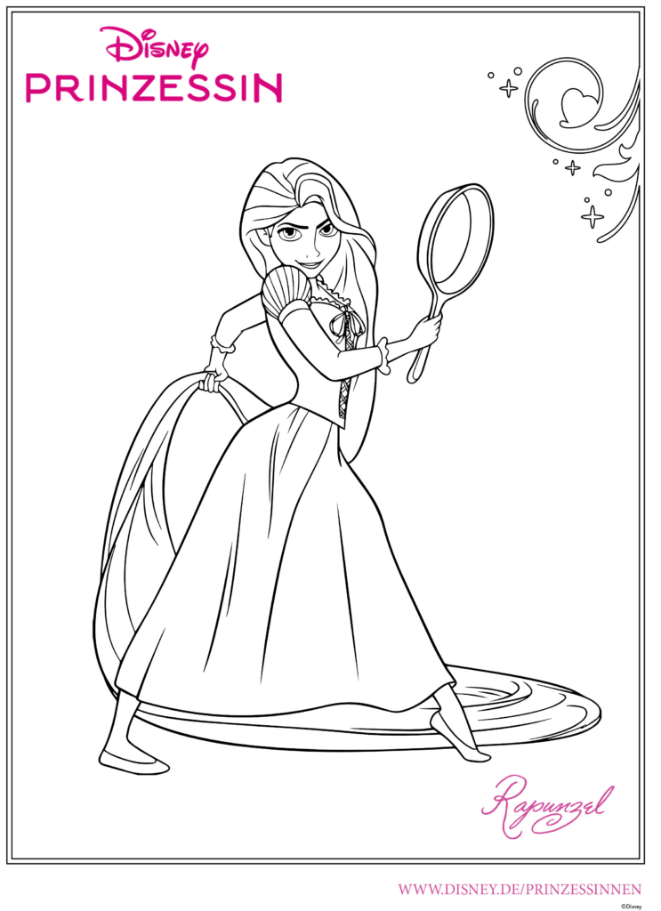 Ausmalbild Rapunzel mit Pfanne