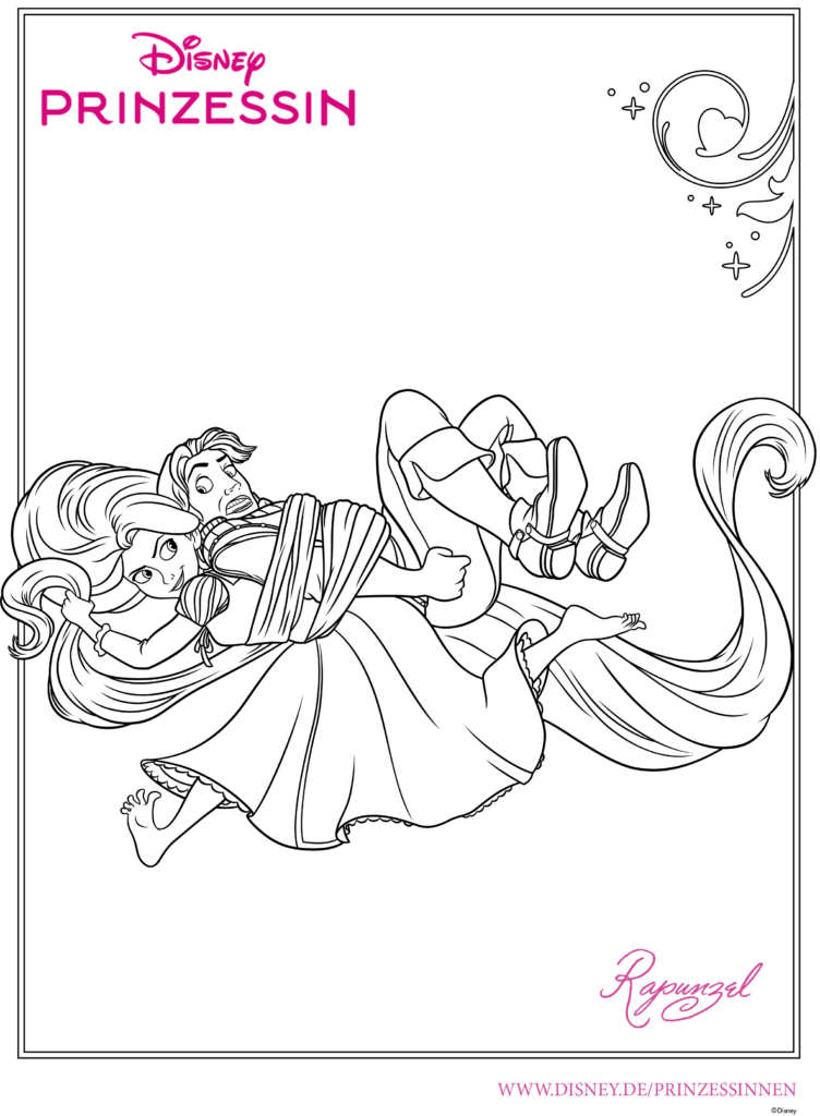 Ausmalbild Rapunzel und Flynn Rider