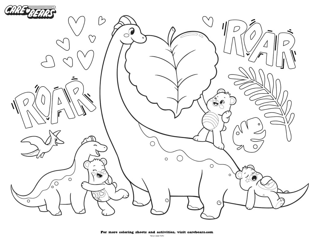 Glücksbärchies mit Dino Ausmalbild